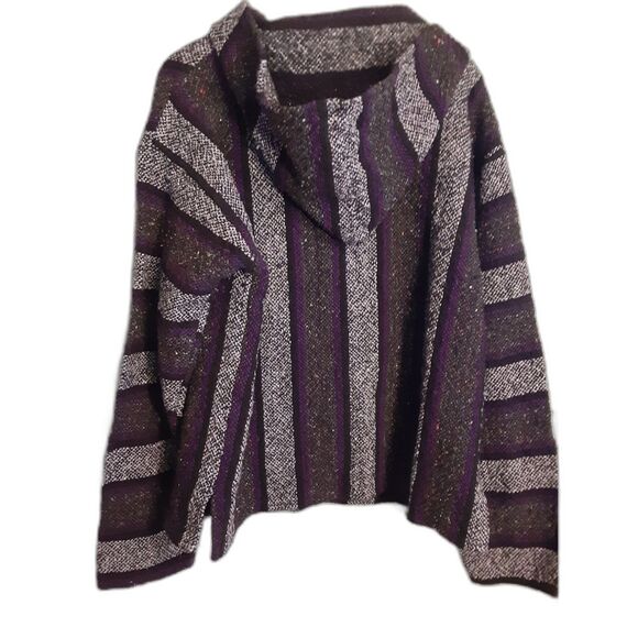 Molina Purple & Black Hooded "Drug Rug" Style Pullover Hoodie Sz L - Picture 2 of 7